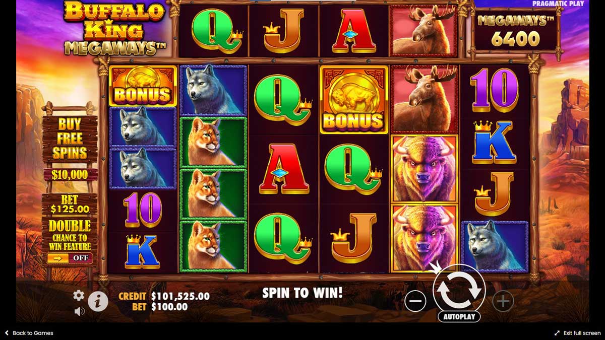 Buffalo King Megaways slot machine game screenshot