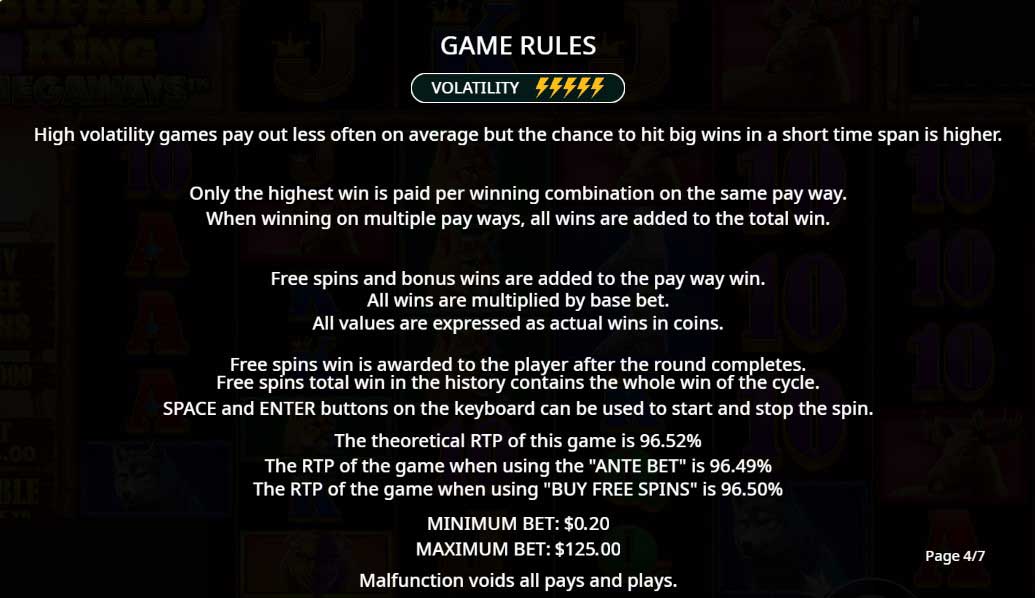 Buffalo King Megaways slot game rules